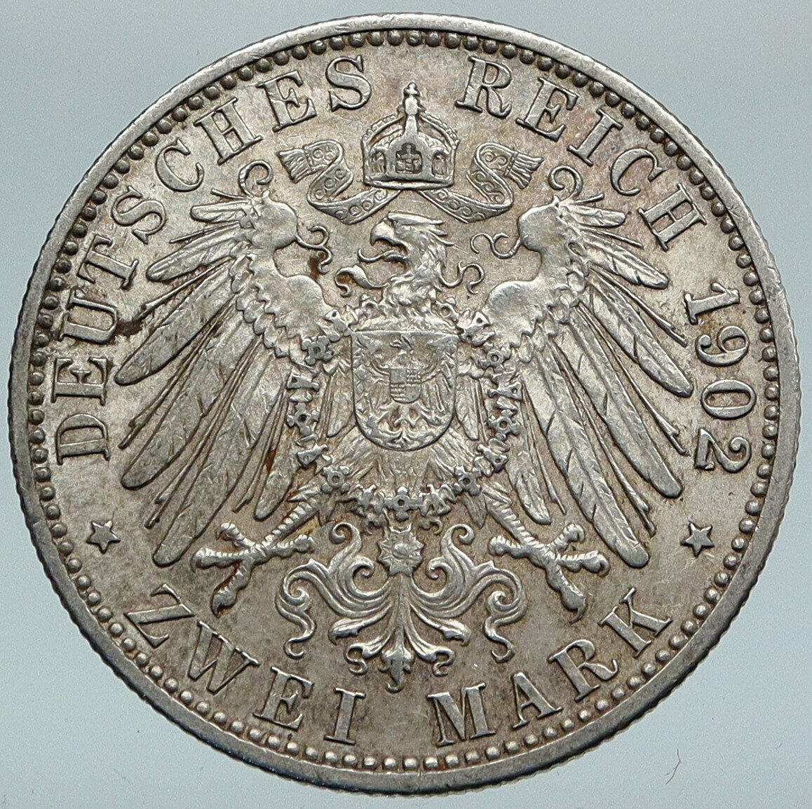 1902 GERMANY GERMAN STATE BADEN King Friedrich I ANTIQUE Silver 2 Mk Coin i88251