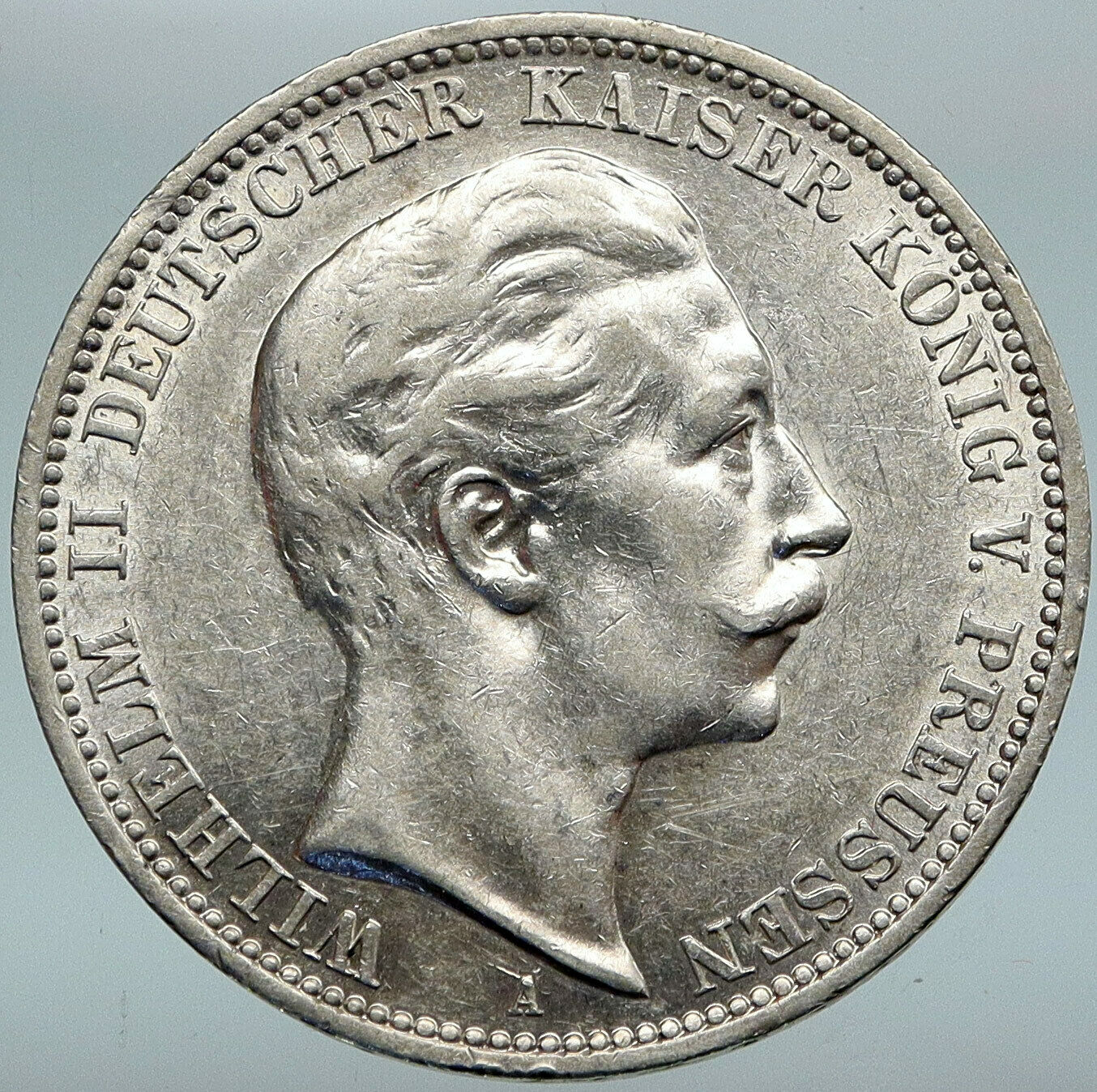 1912 PRUSSIA KINGDOM Germany WILHELM II Genuine Silver 3 Mark German Coin i88249