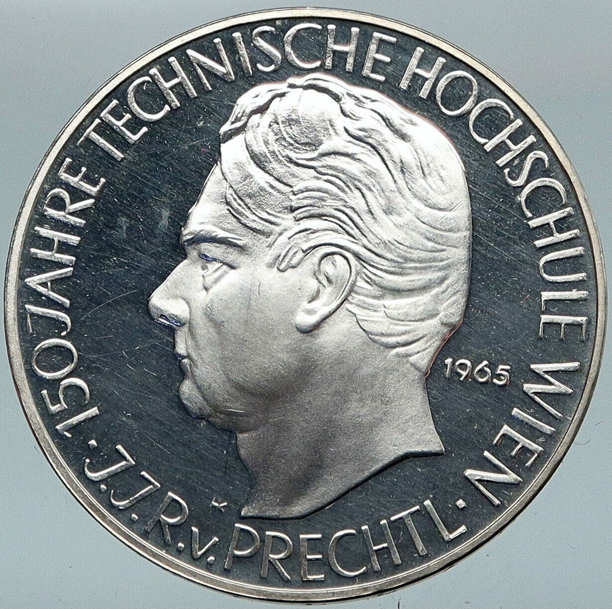 1965 AUSTRIA Vienna Tech School J J von Prechtl Silver 25 Schilling Coin i88248