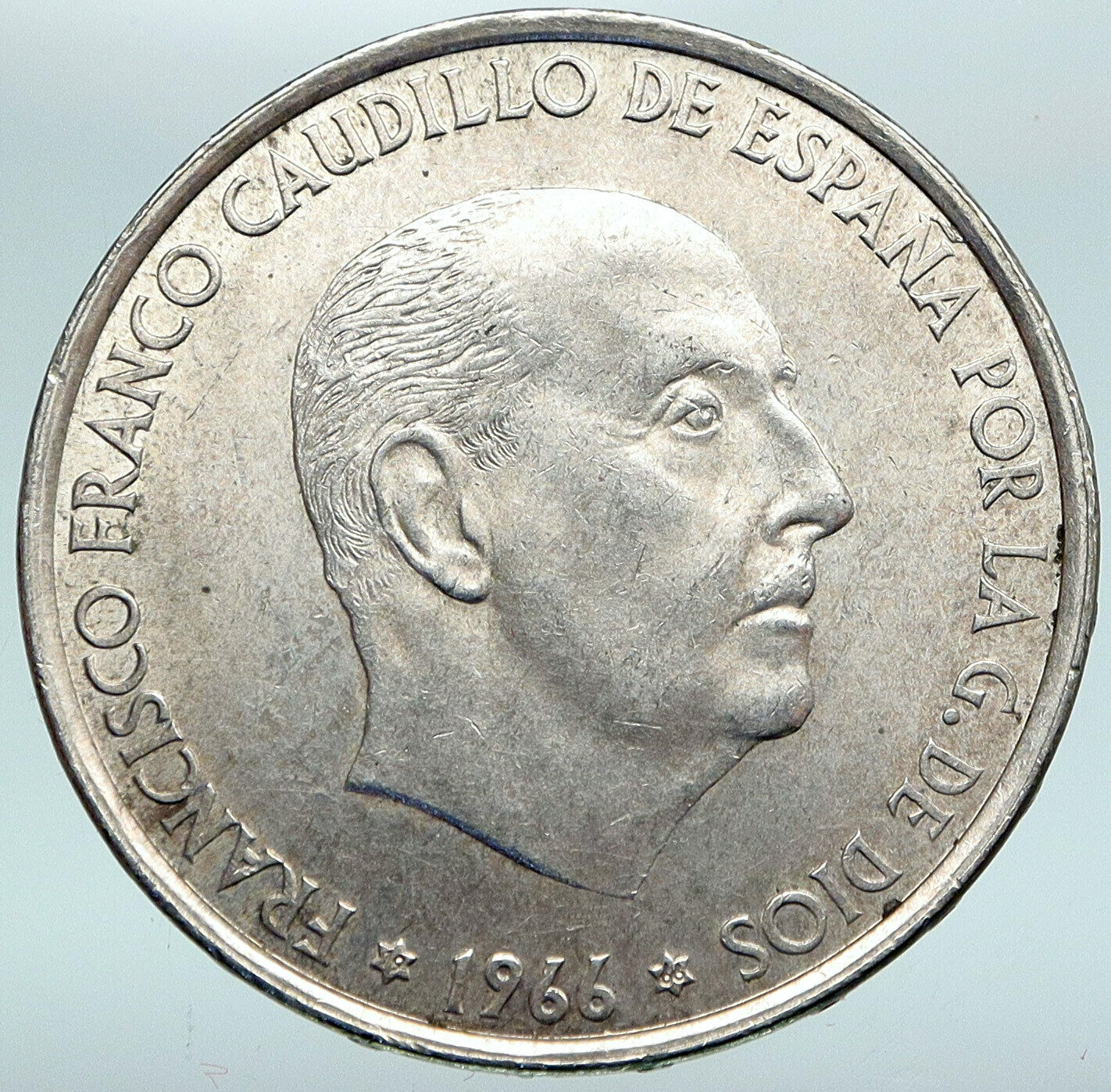 1966 SPAIN Large Franco Caudillo Genuine Silver 100 Pesetas Spanish Coin i88241