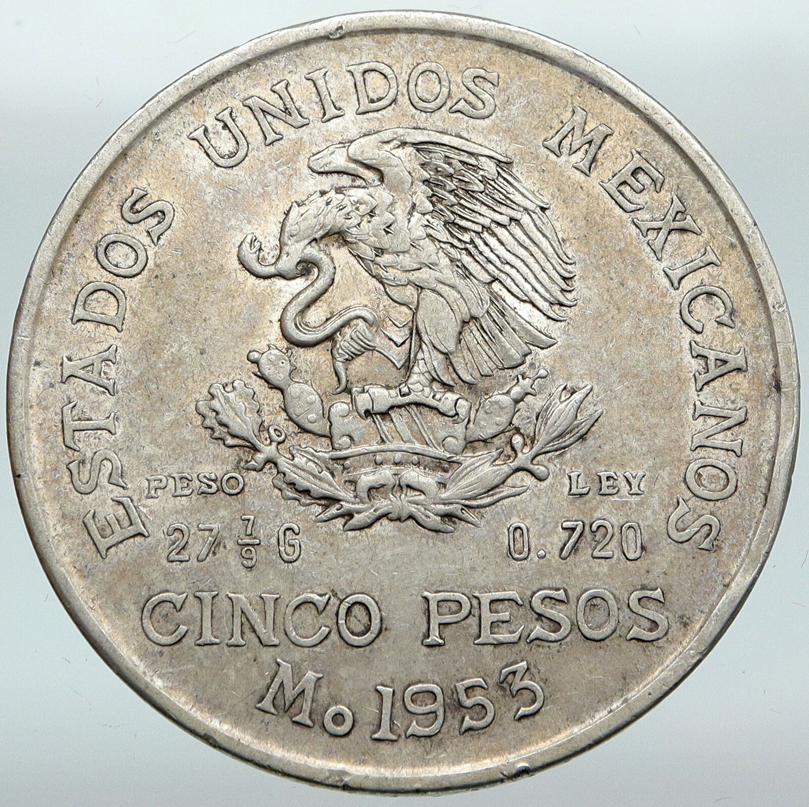 1953 MEXICO Mexican Independence War Hero HIDALGO on Big 4cm Silver Coin i88280