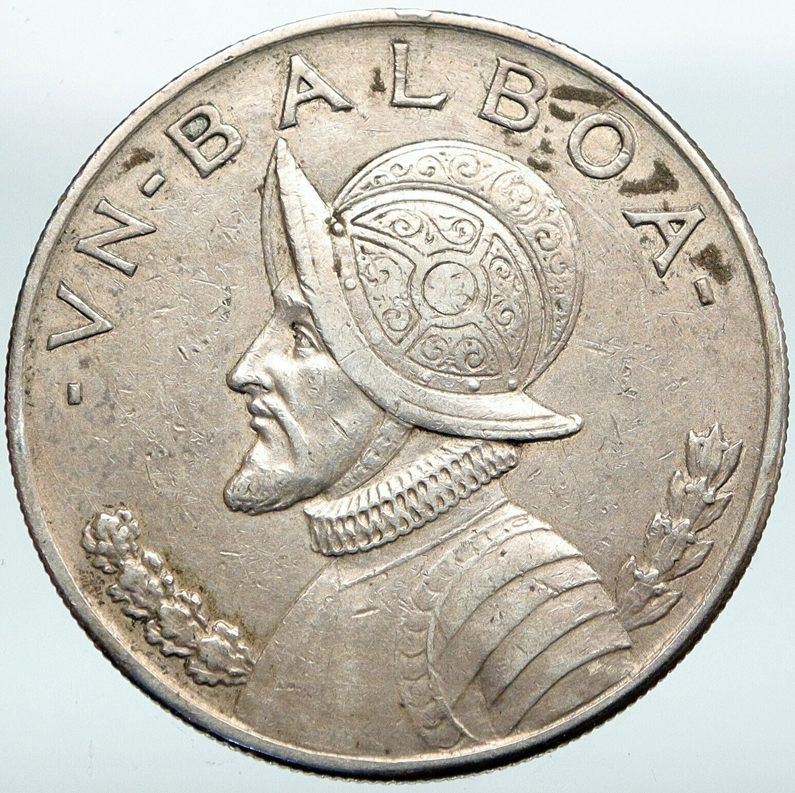 1934 PANAMA Large CONQUISTADOR BALBOA Liberty Vintage OLD Silver Coin i88256