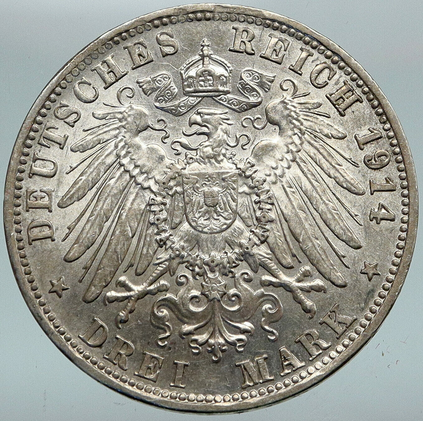 1911 D GERMANY German States BAVARIA King LUDWIG III Silver 3 Mark Coin i88257