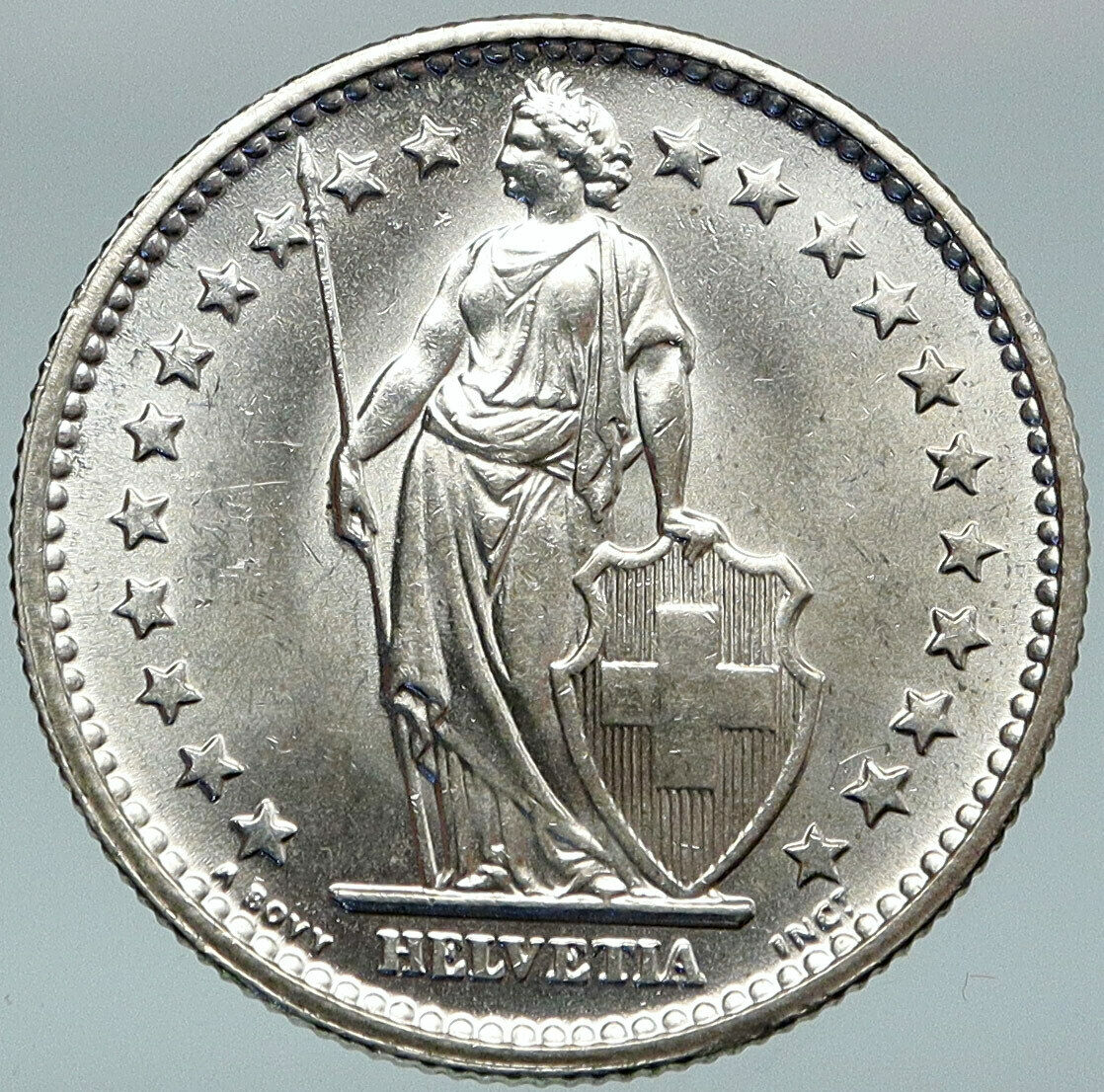 1967 SWITZERLAND - SILVER 2 Francs Coin HELVETIA Symbolizes SWISS Nation i88266