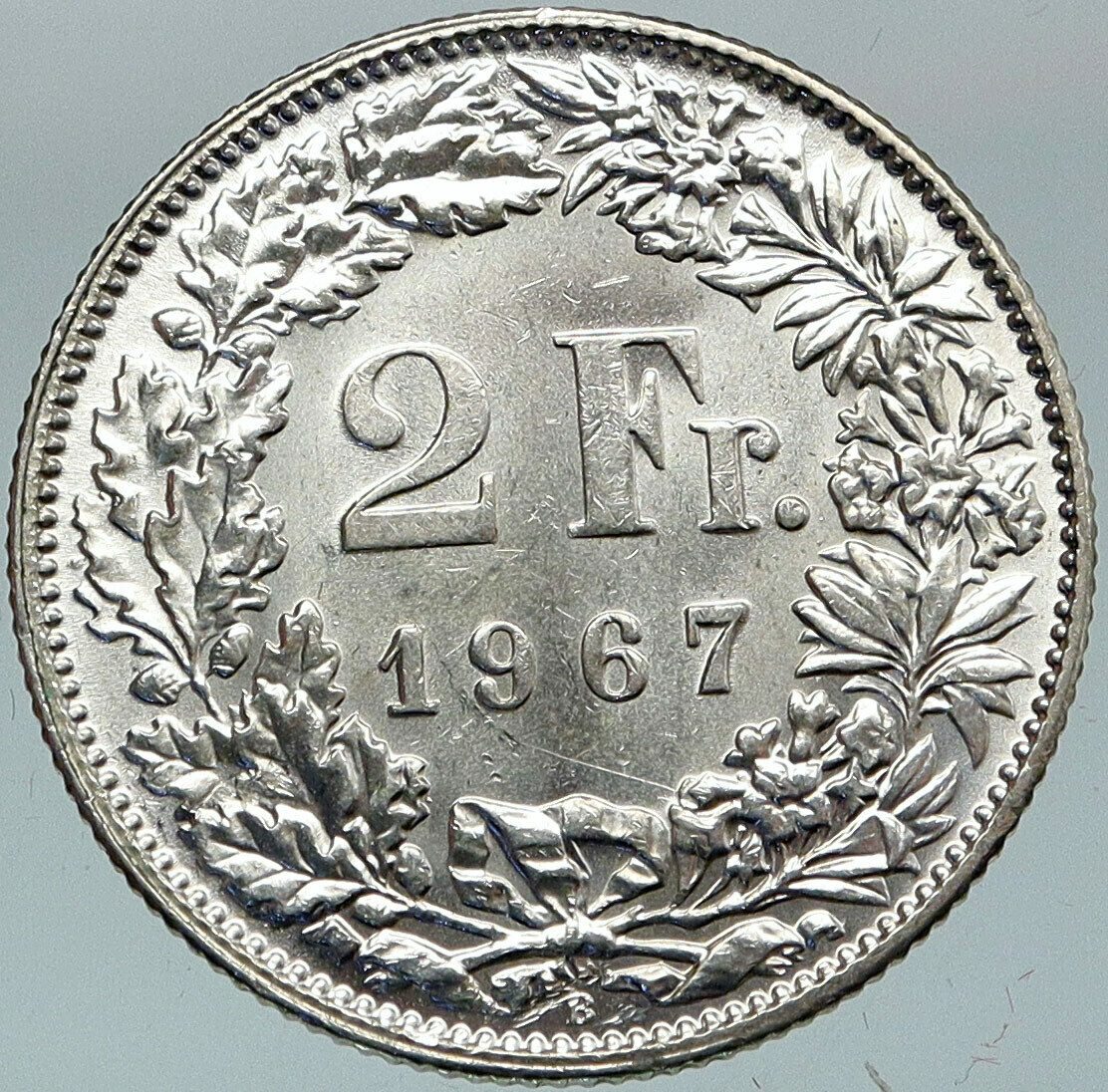 1967 SWITZERLAND - SILVER 2 Francs Coin HELVETIA Symbolizes SWISS Nation i88266