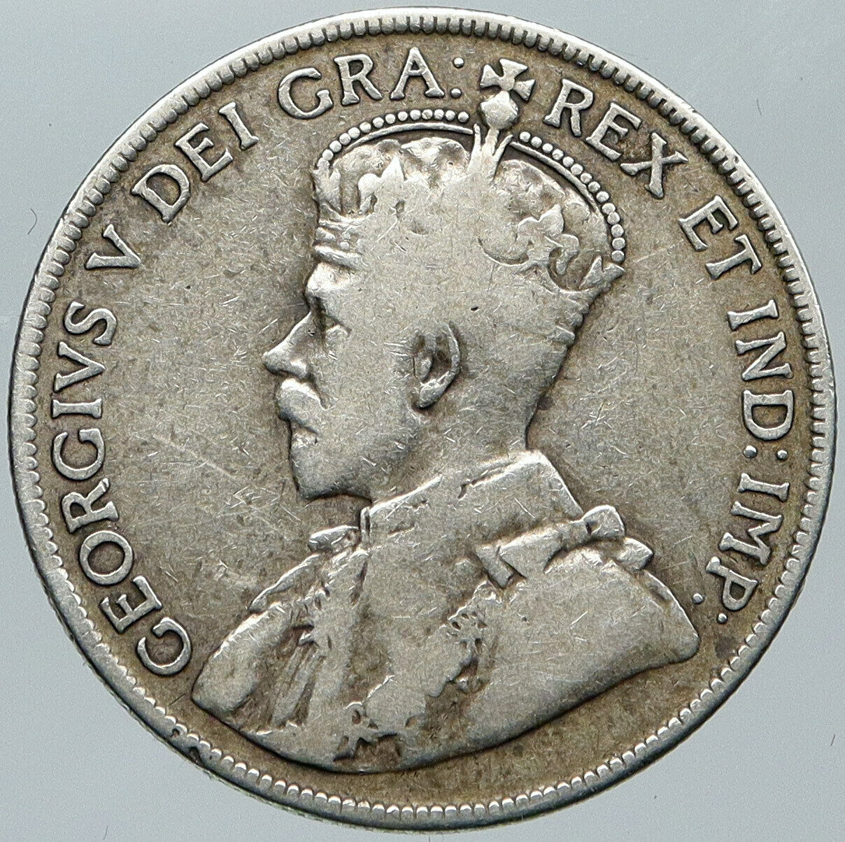 1918 CANADA Newfoundland UK King George V Genuine SILVER 50 CENTS Coin i88587