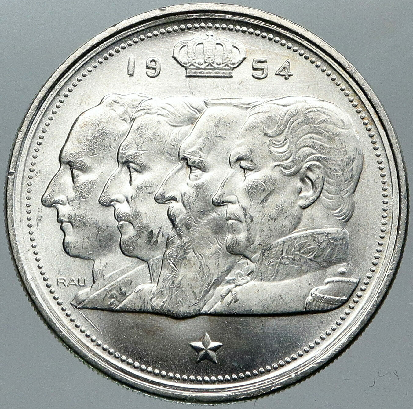 1954 BELGIUM Kings Leopold I II III & Albert I OLD Silver 100 Francs Coin i88594