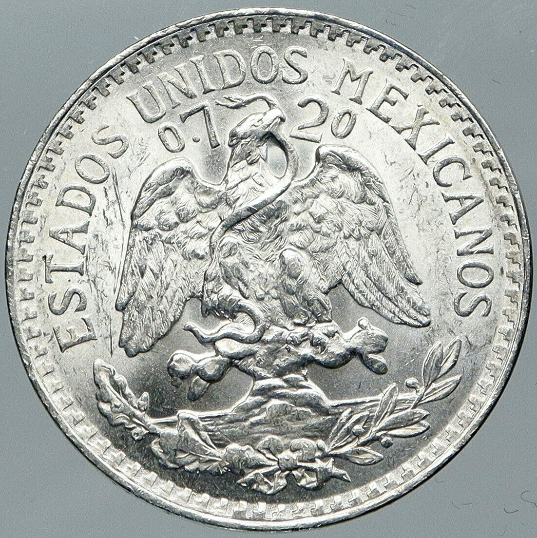 1945 MEXICO City EAGLE CACTUS SERPENT Old Silver 50 Centavos Mexican Coin i88596