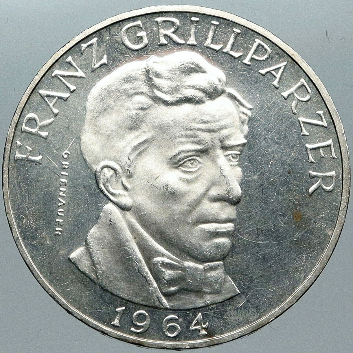 1964 AUSTRIA with Writer Franz Grillparzer OLD Silver 25 Schilling Coin i88570