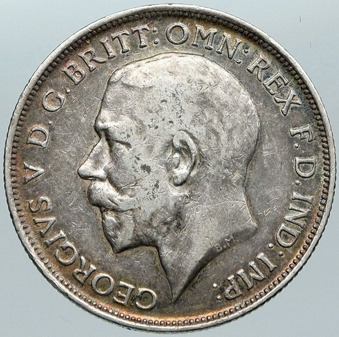 1914 GREAT BRITAIN UK United Kingdom King George V Big SILVER FLORIN Coin i88571