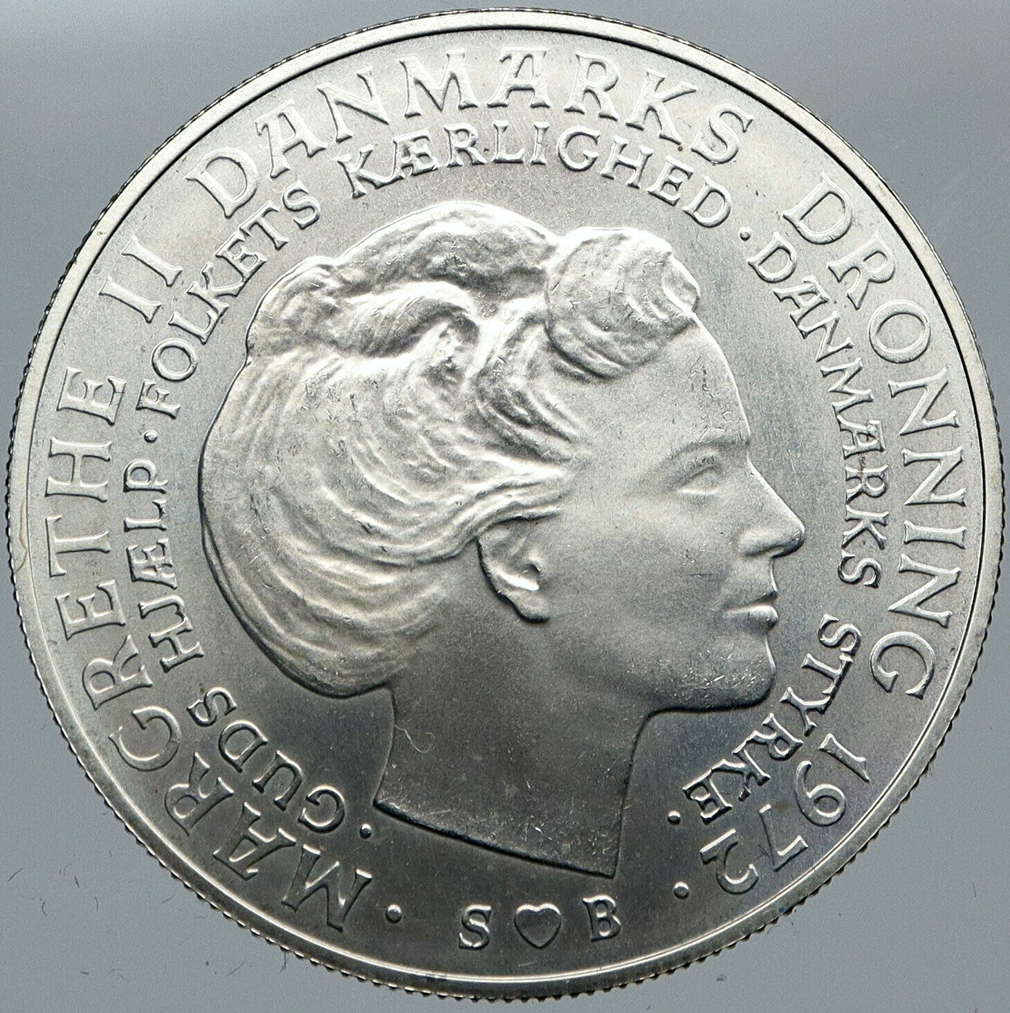 1972 DENMARK King Frederick IX & Queen Margrethe II Silver 10 Kroner Coin i88604