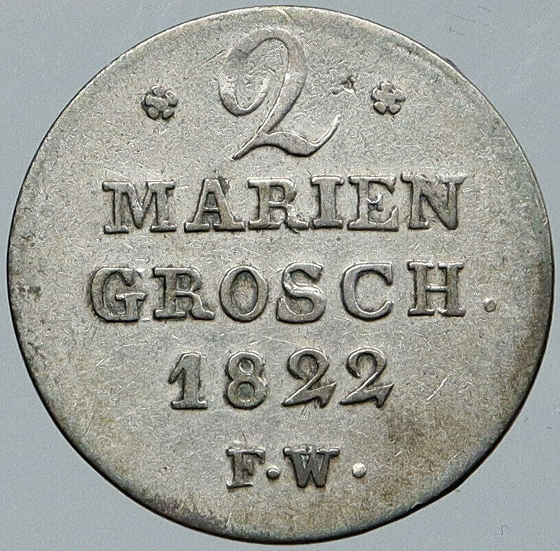 1822 German States WALDECK Friedrich Heinrich Silver 2Mariengroschen Coin i88598