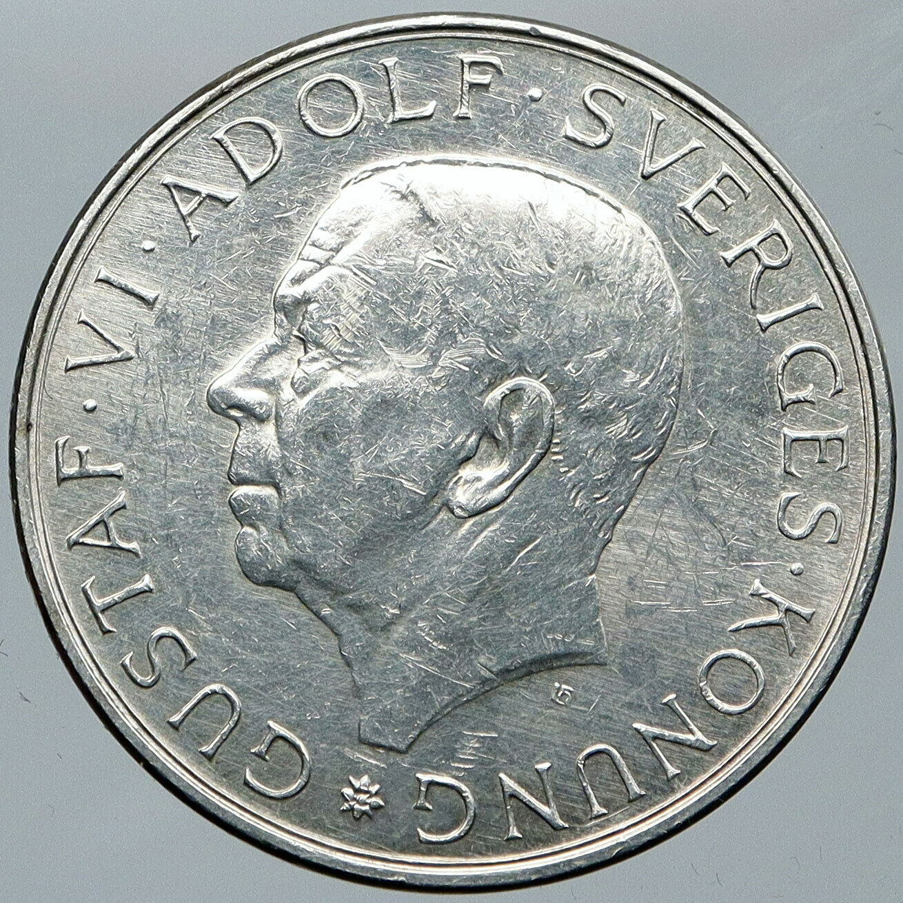 1972 Sweden KING GUSTAF VI Signature Vintage Old Silver 10 Kronor Coin i88601