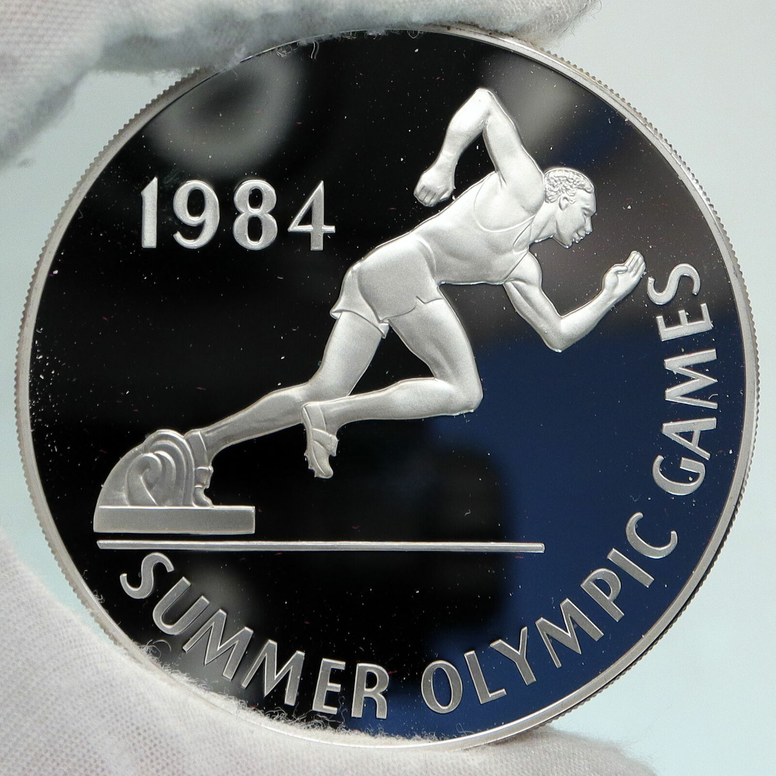 1984 JAMAICA Los Angeles USA OLYMPICS RUNNING Proof Silver 25 Dollar Coin i89105