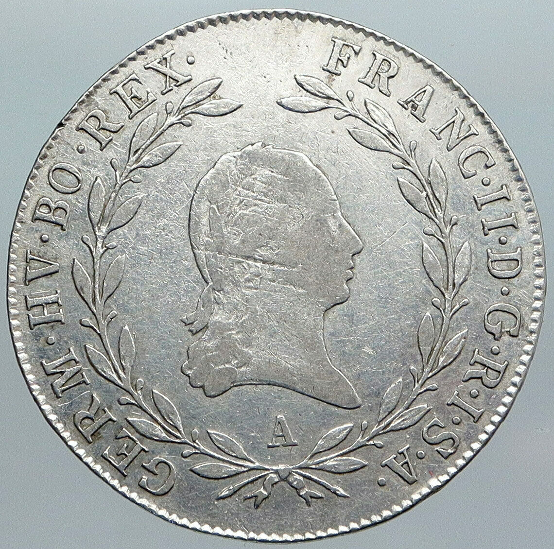 1804 AUSTRIA w King FRANCIS I (II) Antique VINTAGE Silver 20 Kreuzer Coin i88993