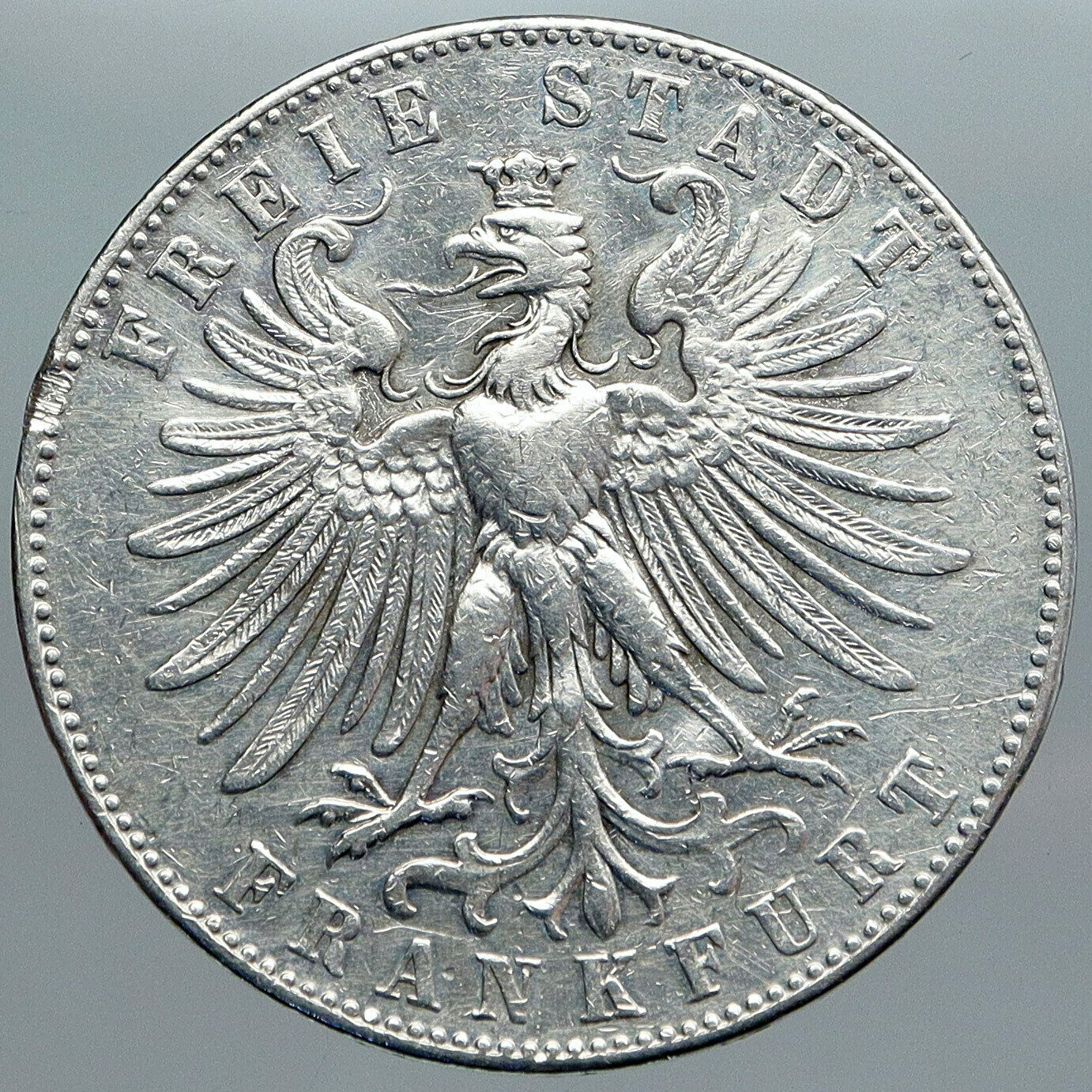 1862 GERMAN STATES FRANKFURT Shooting Festival ANTIQUE Silver Thaler Coin i88997