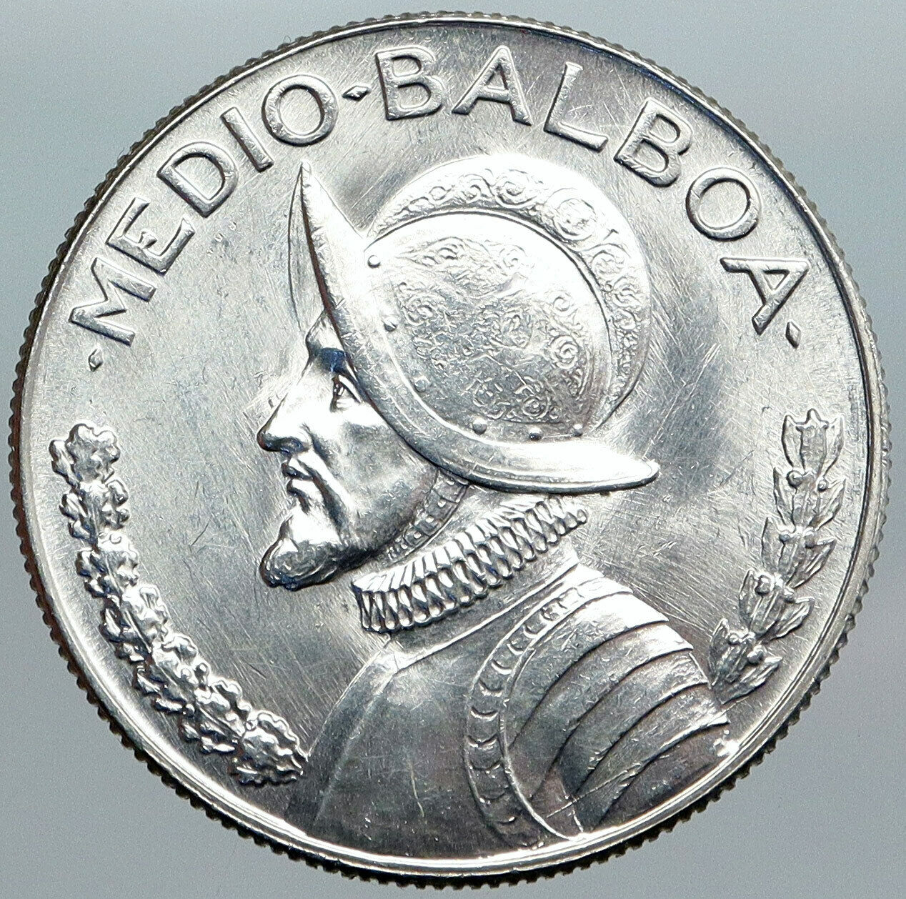 1966 PANAMA Spanish Conquistador Hero Genuine OLD Silver 1/2 BALBOA Coin i89010