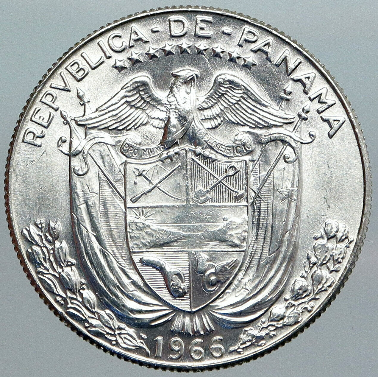 1966 PANAMA Spanish Conquistador Hero Genuine OLD Silver 1/2 BALBOA Coin i89010