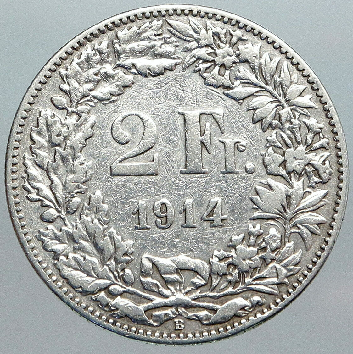 1914 SWITZERLAND - SILVER 2 Francs Coin HELVETIA Symbolizes SWISS Nation i89019