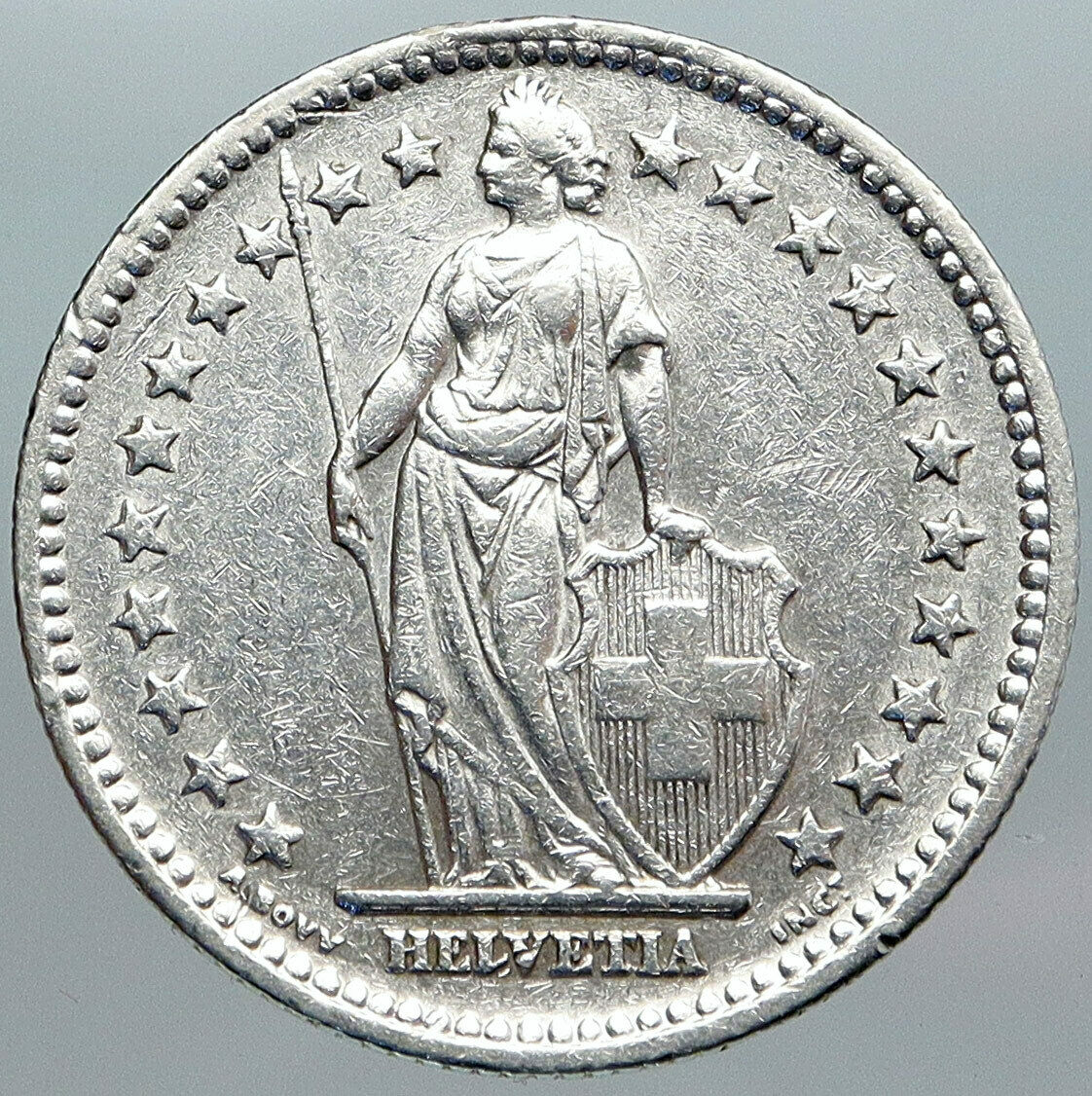 1946 SWITZERLAND - SILVER 2 Francs Coin HELVETIA Symbolizes SWISS Nation i89017