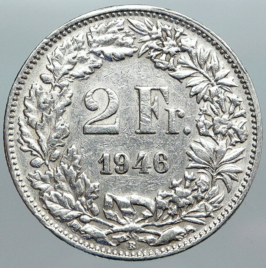 1946 SWITZERLAND - SILVER 2 Francs Coin HELVETIA Symbolizes SWISS Nation i89017