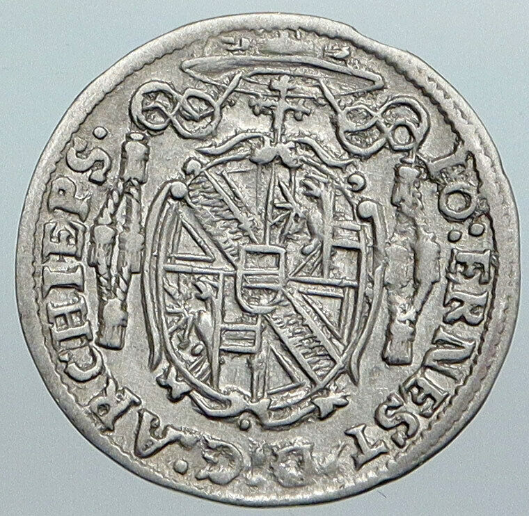 1694 AUSTRIA Bisphoric SALZBURG Johann Ernst Thun Silver 2 Kreuzer Coin i89032