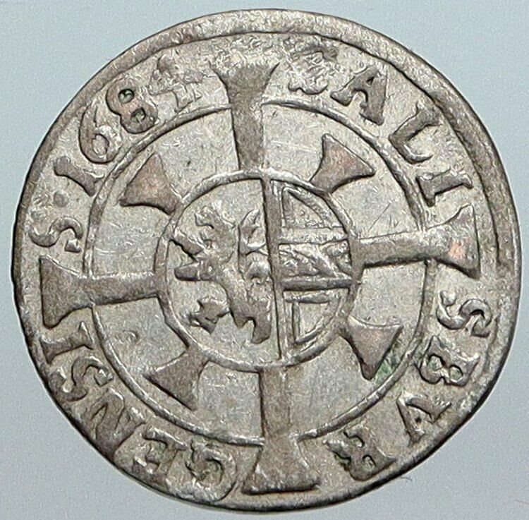 1684 AUSTRIA Salzburg BISHOPRIC Max Gandolf Kuenburg Silver Kreuzer Coin i89038