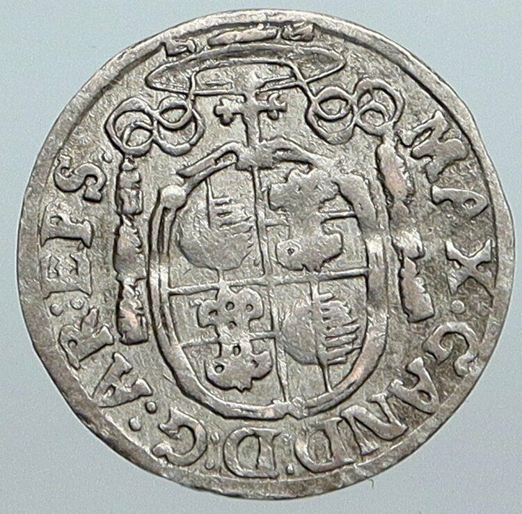 1677 AUSTRIA Salzburg BISHOPRIC Max Gandolf Kuenburg Silver Kreuzer Coin i89039