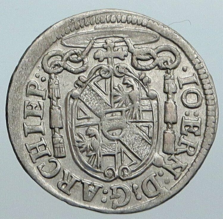 1698 AUSTRIA Bisphoric SALZBURG Johann Ernst von Thun Silver Kreuzer Coin i89031