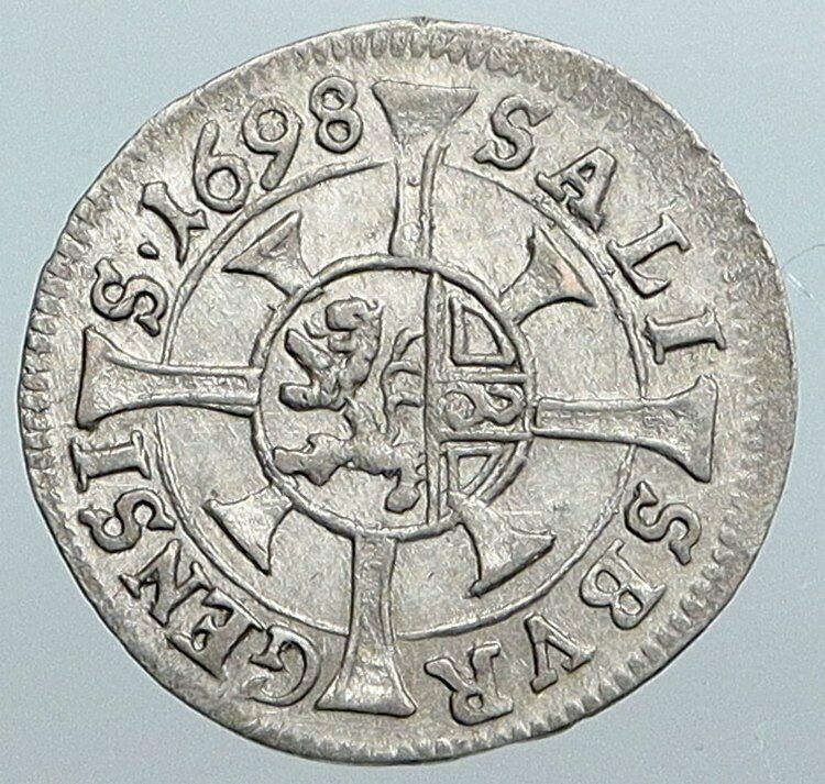 1698 AUSTRIA Bisphoric SALZBURG Johann Ernst von Thun Silver Kreuzer Coin i89031