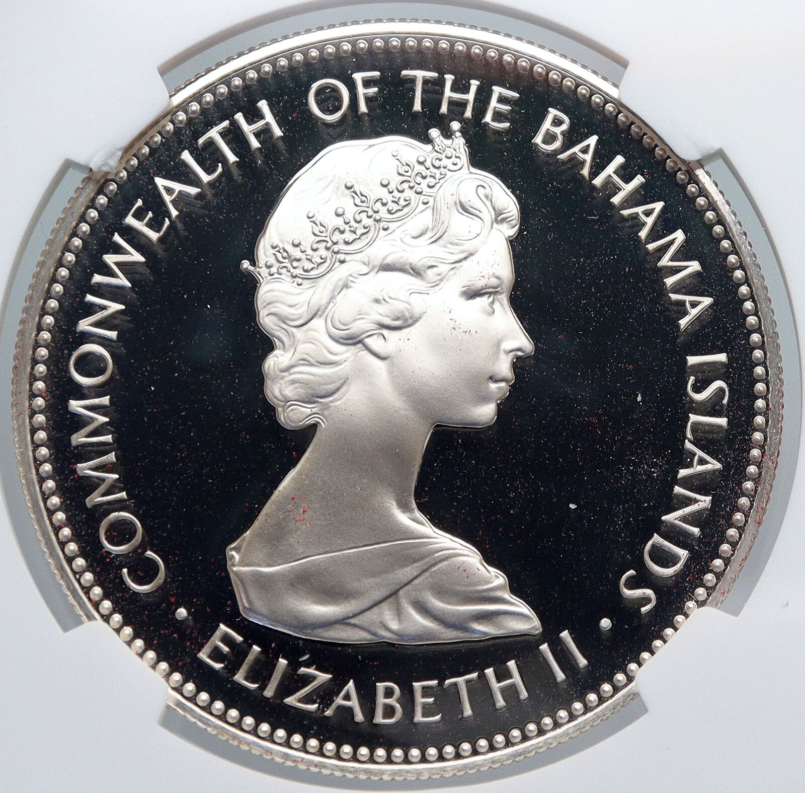 1972 The BAHAMAS Old Queen Elizabeth II FLAMINGO Proof Silver $2 Coin NGC i89242