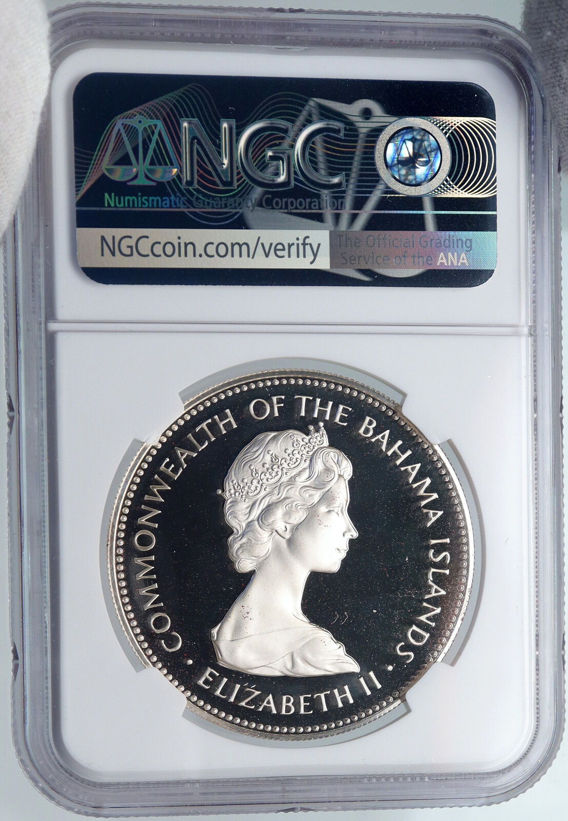 1972 The BAHAMAS Old Queen Elizabeth II FLAMINGO Proof Silver $2 Coin NGC i89242