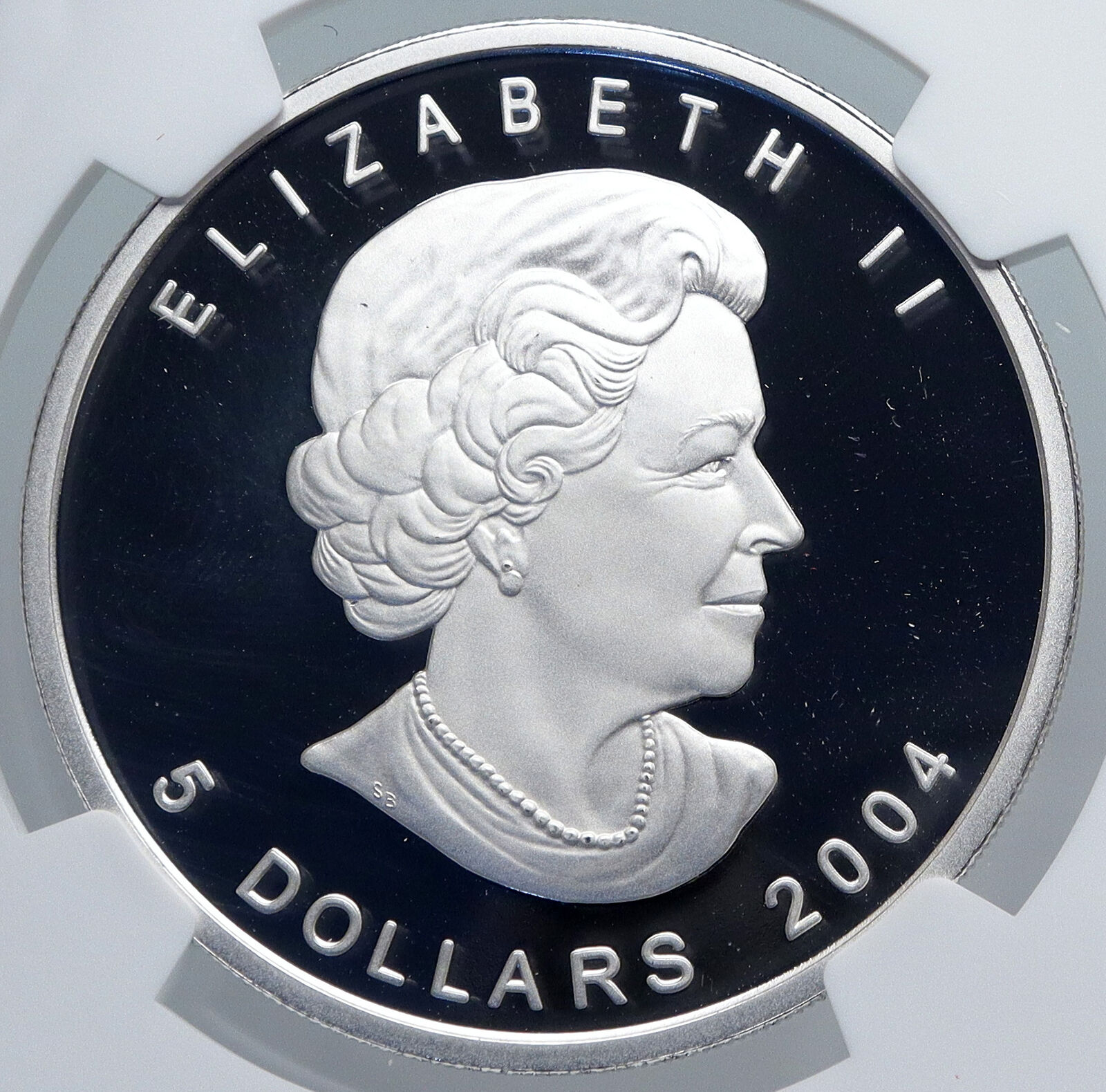 2004 CANADA UK Queen Elizabeth II ARCTIC FOX Old Silver Proof $5 Coin NGC i89239