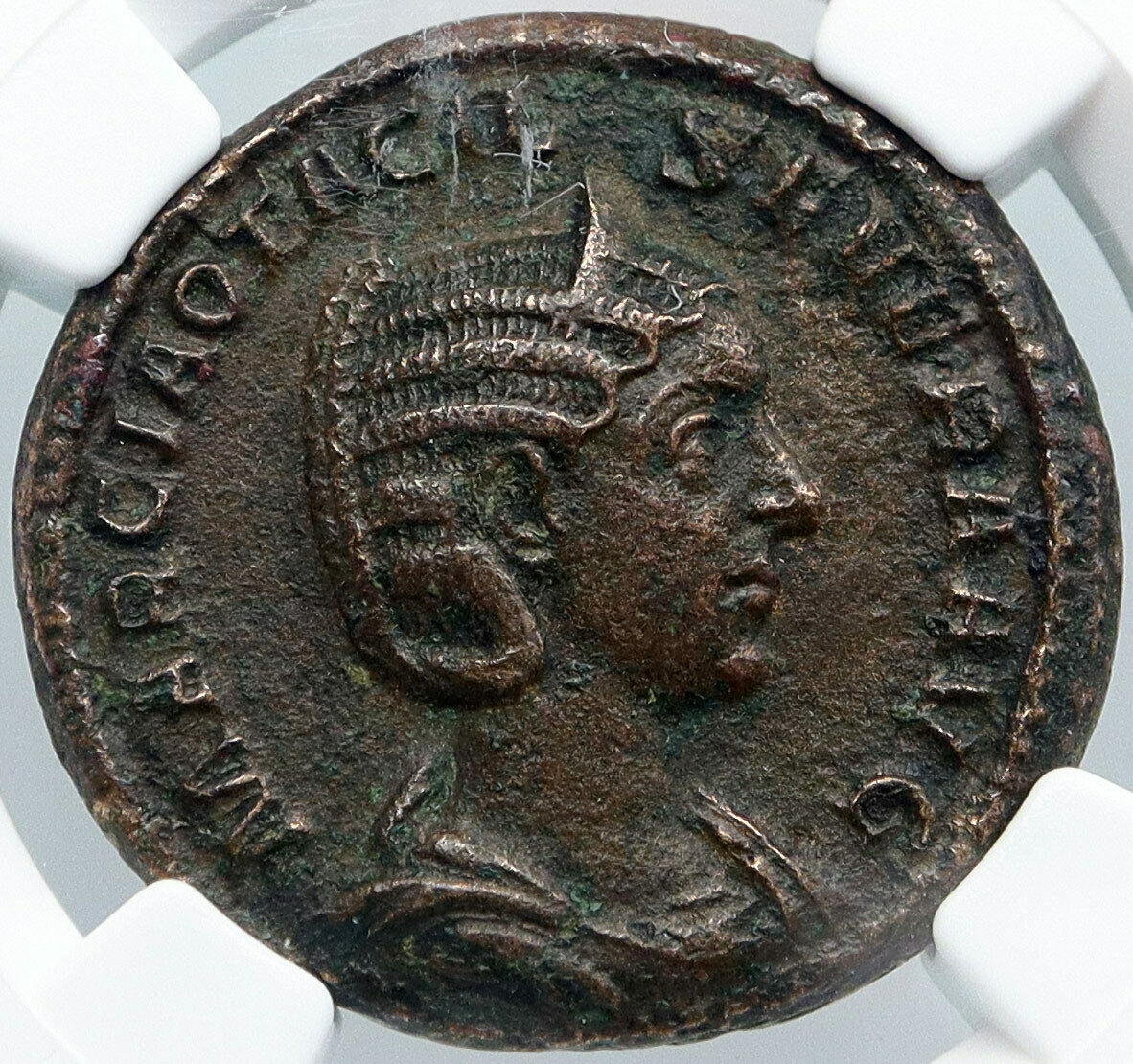 OTACILIA SEVERA Philip I Wife RARE Bronze As 244AD Ancient Roman Coin NGC i88627