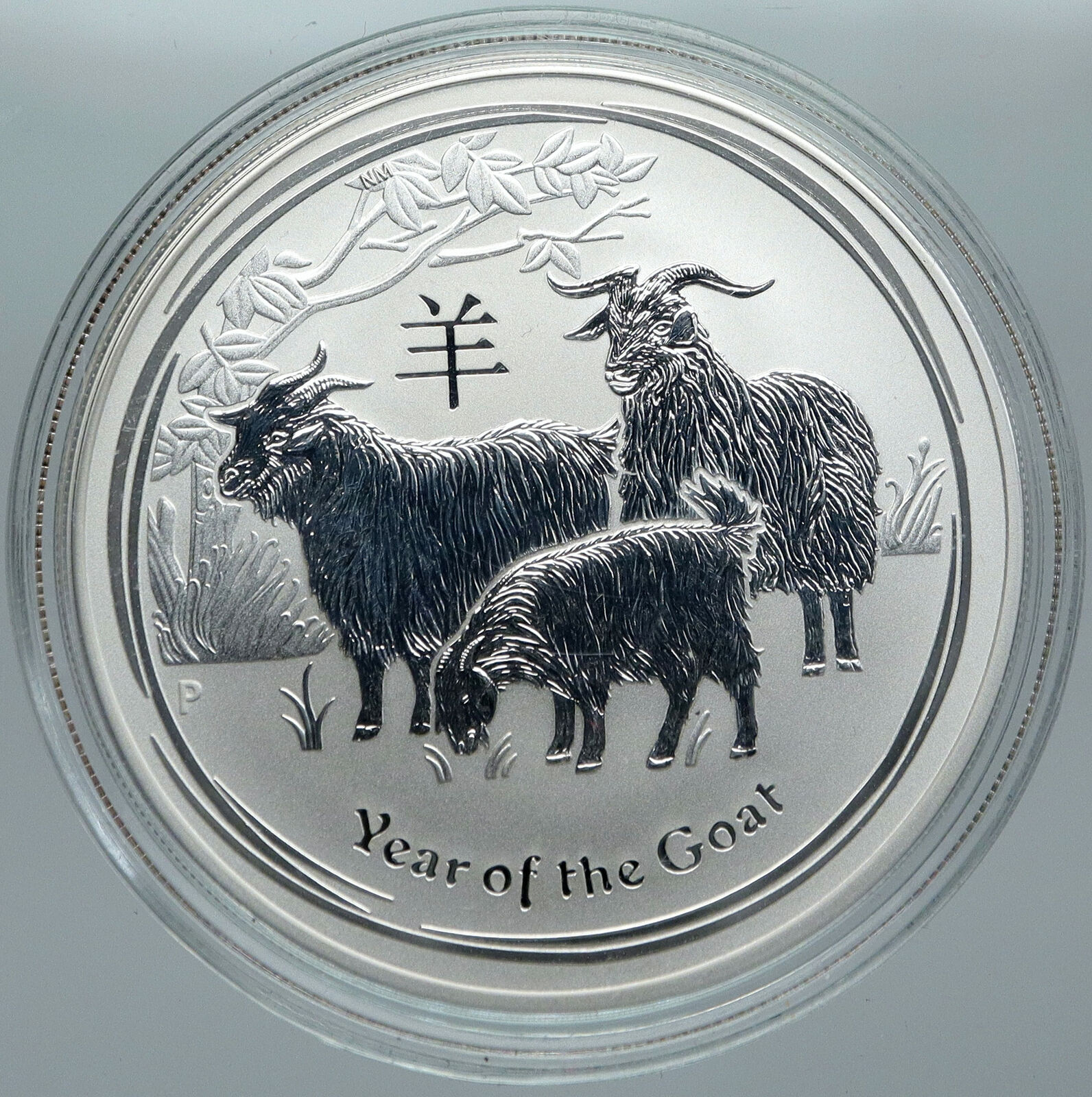 2015 AUSTRALIA Huge Elizabeth II Chinese Zodiac Goat Silver Dollar Coin i88764