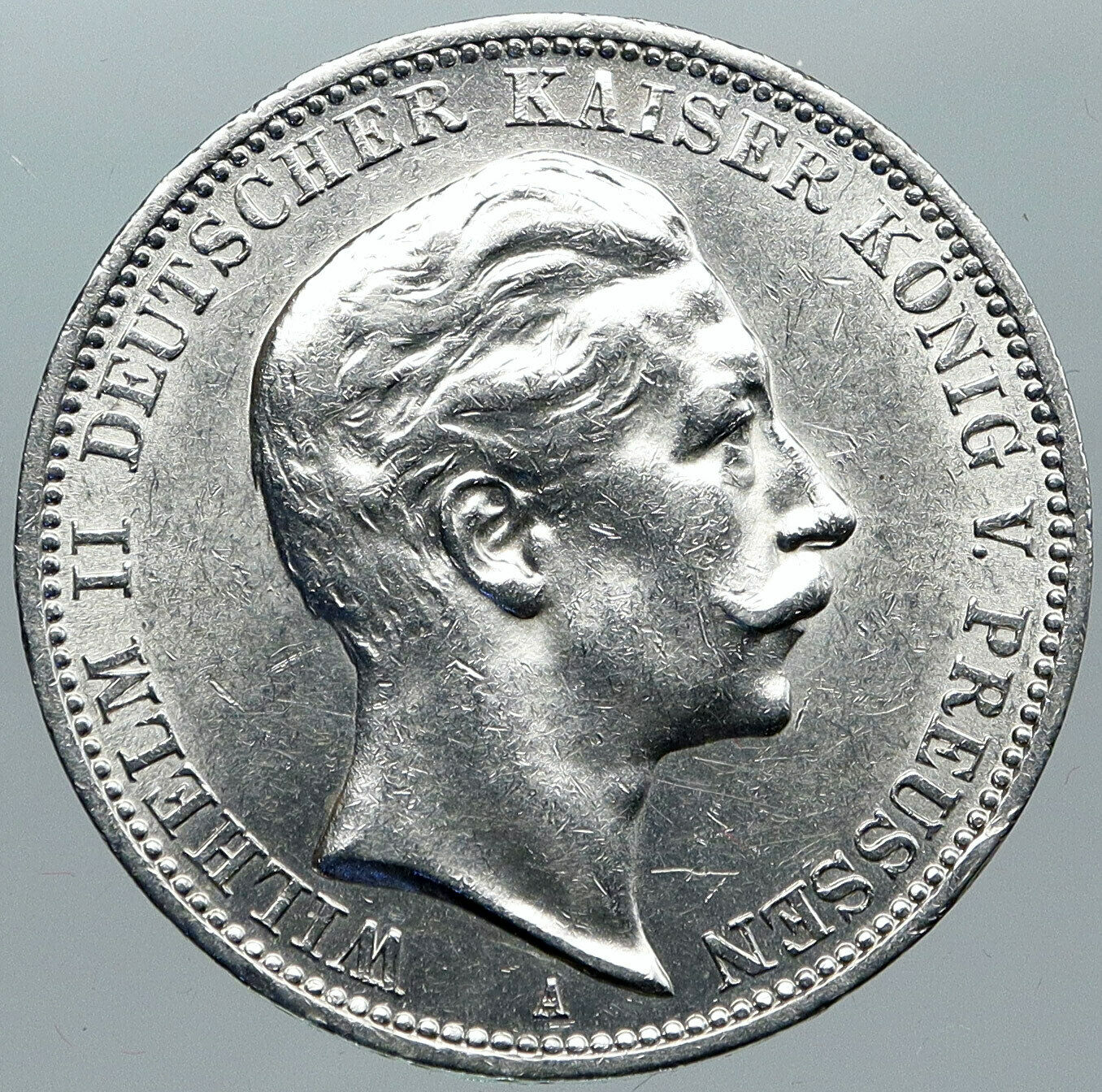 1912 PRUSSIA KINGDOM Germany WILHELM II Genuine Silver 3 Mark German Coin i88773