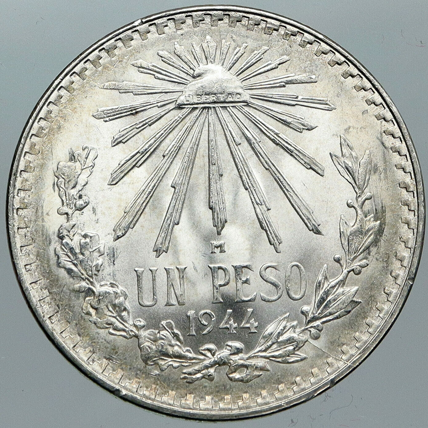 1944 MEXICO Eagle Liberty Cap Large Vintage OLD Silver Peso Mexican Coin i88775