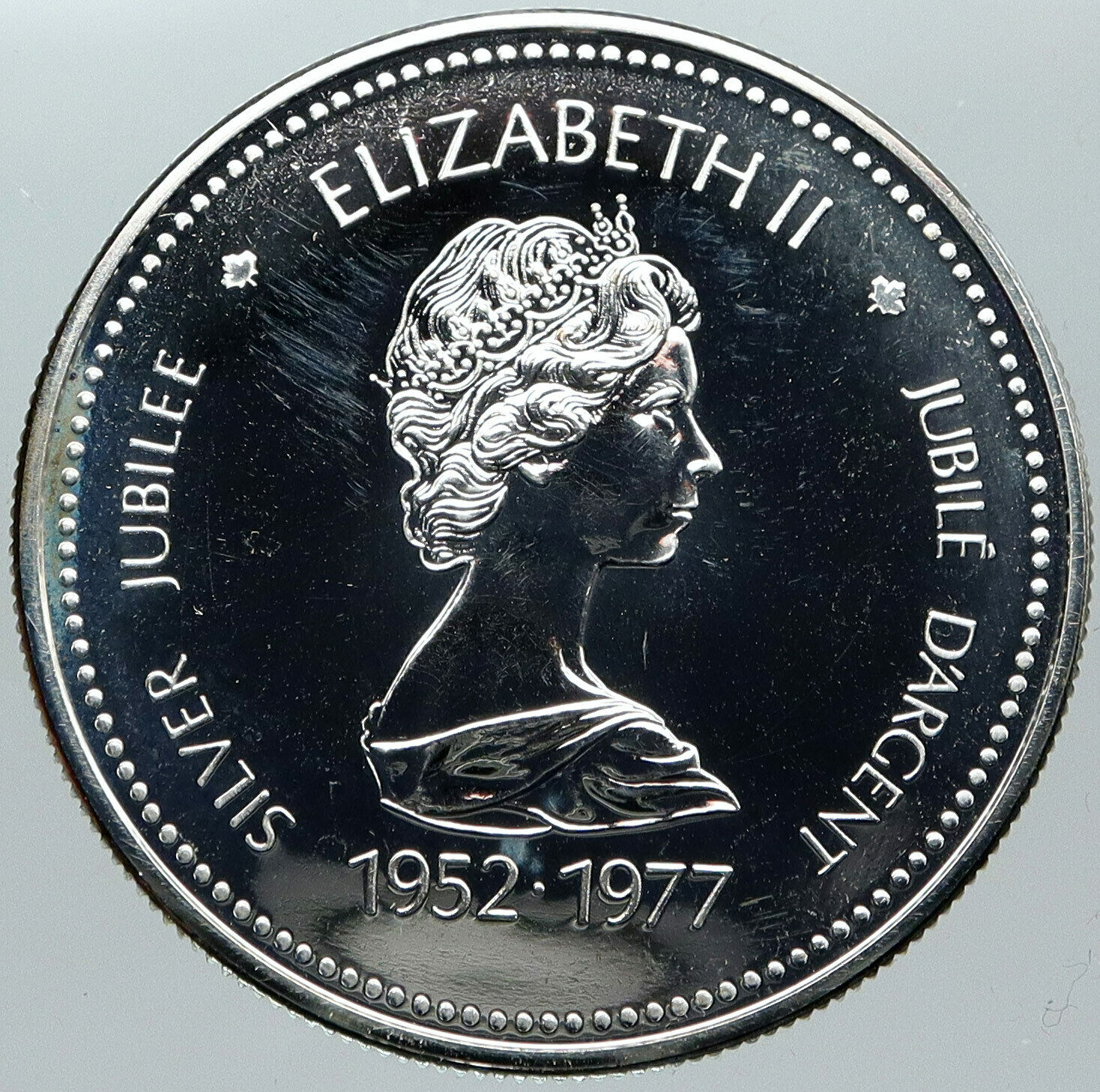 1977 CANADA UK Queen ELIZABETH II Senate Throne PFLIKE Silver Dollar Coin i88788