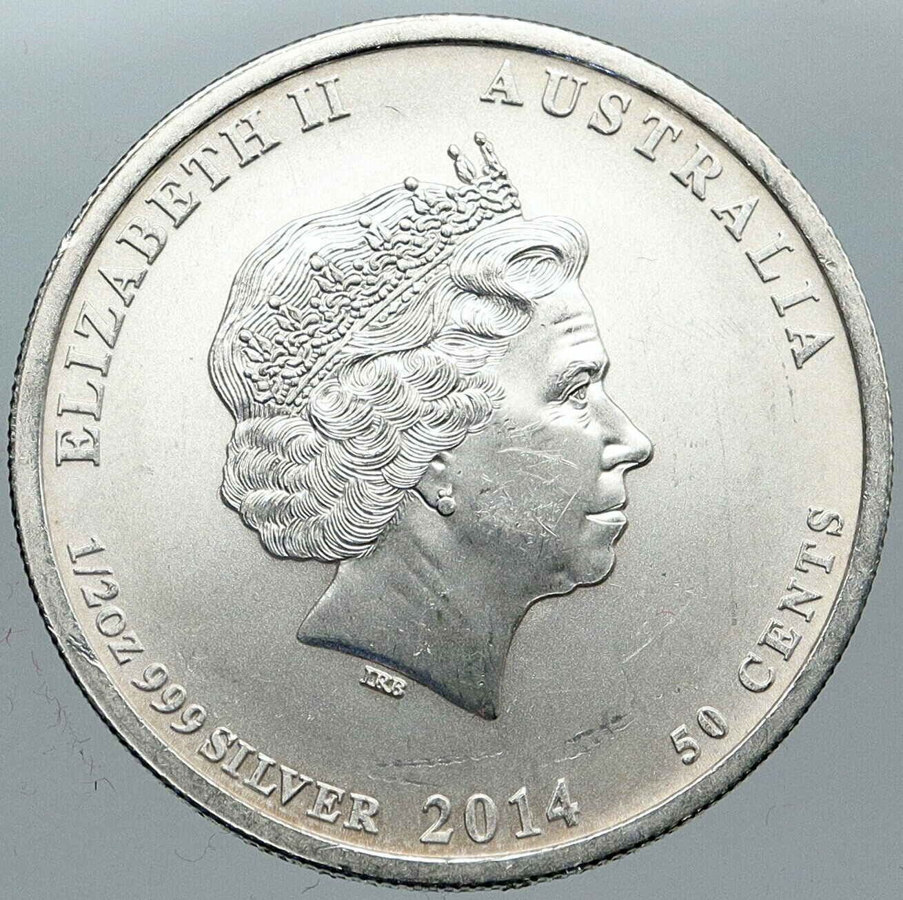 2014 AUSTRALIA UK Queen Elizabeth II BATTLE CORAL SEA Silver 50 Cent Coin i88779