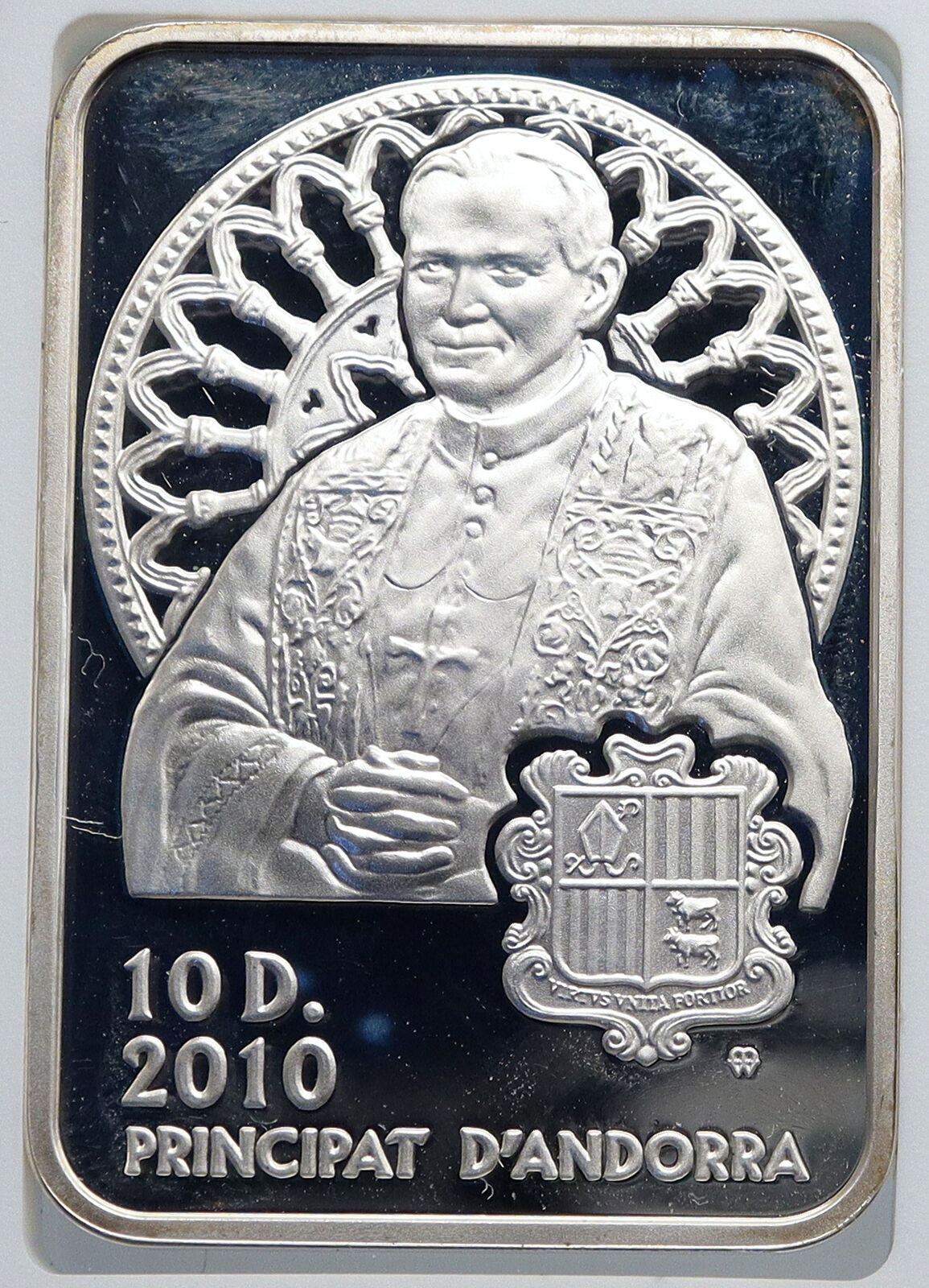 2010 ANDORRA Pope John Paul II VINTAGE Proof Silver 10 Diners Coin NGC i89231