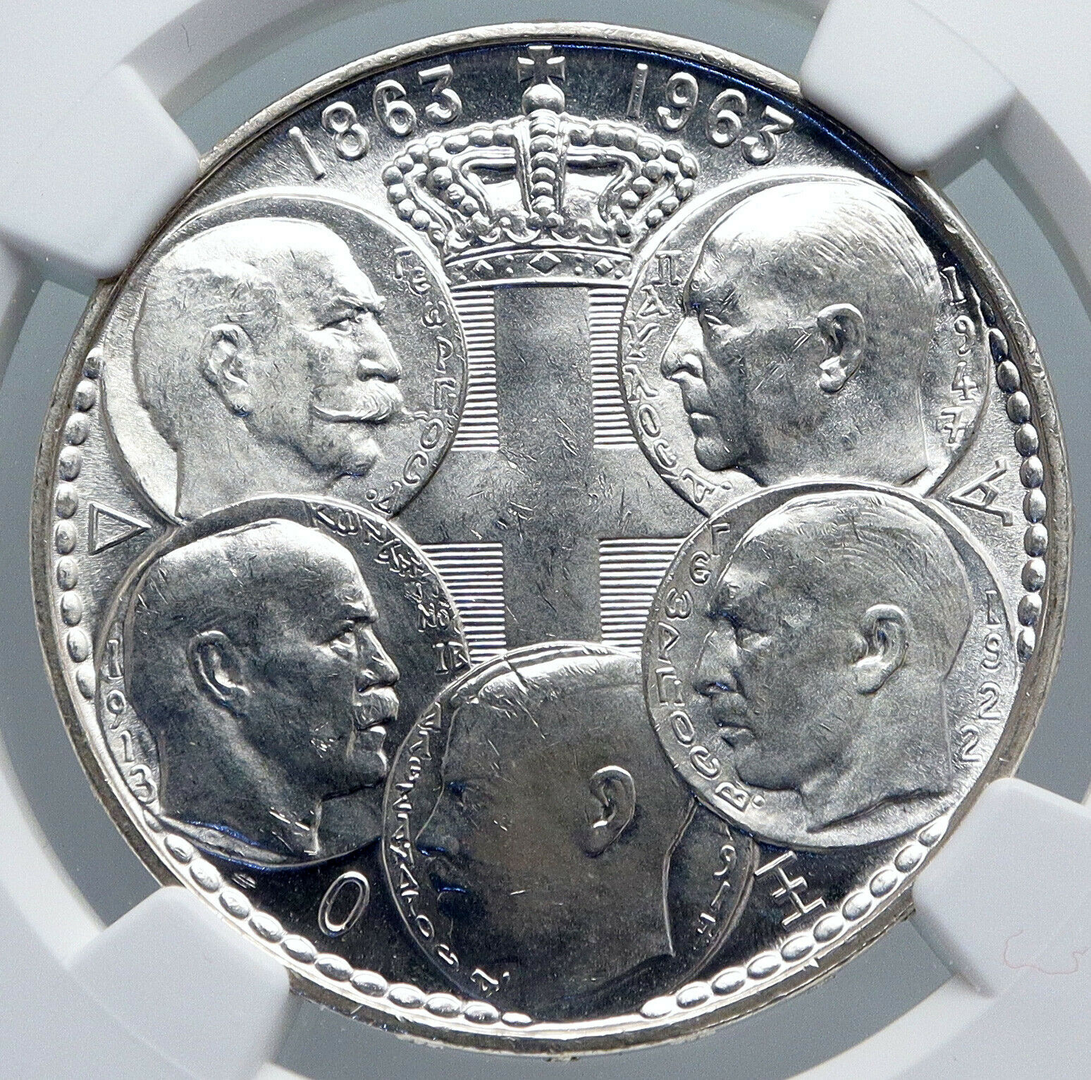 1963 GREECE PAUL GEORGE I II ALEXANDER CONSTANTINE Silver 30 Dr Coin NGC i89235