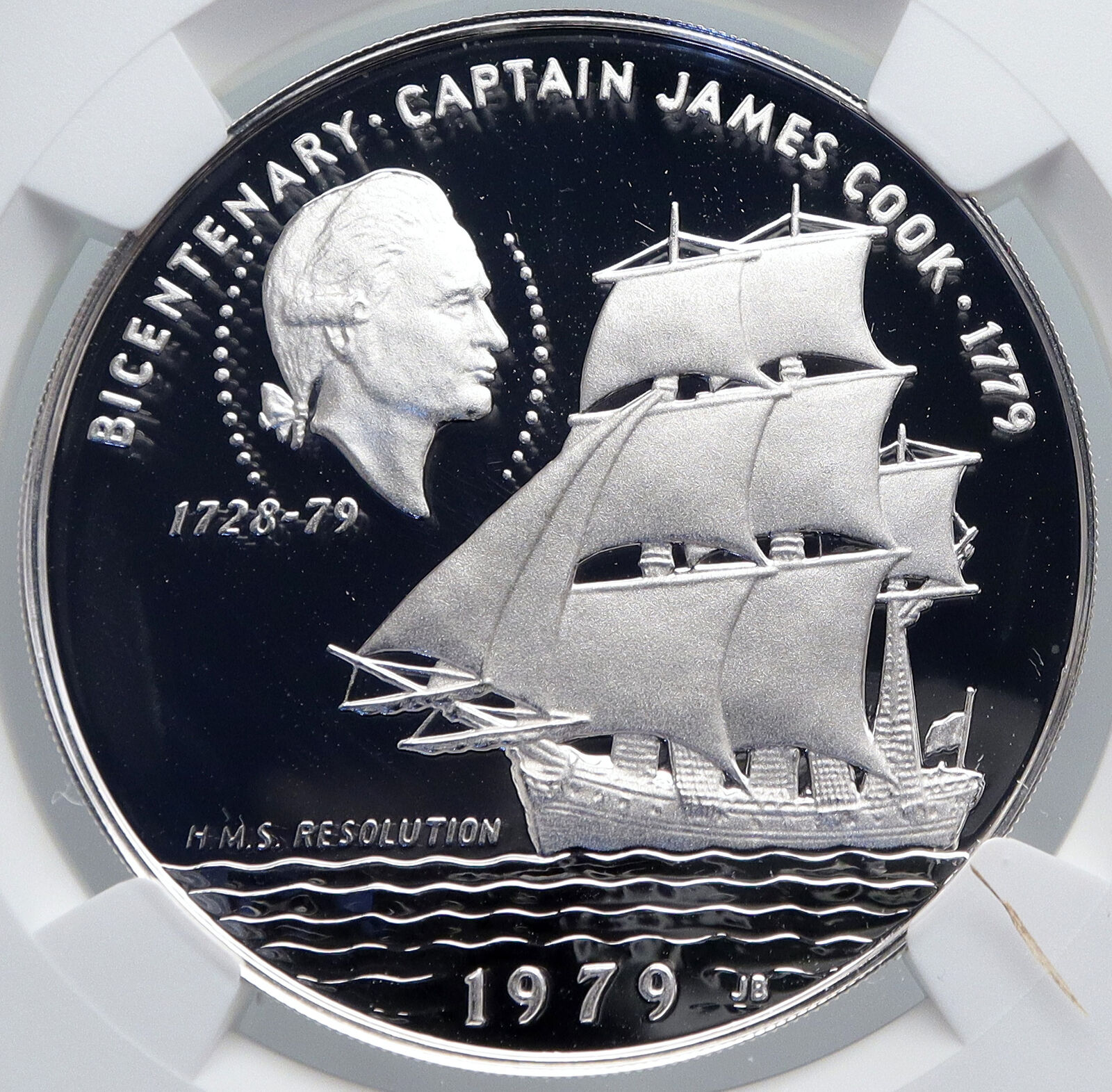 1979 SAMOA Ship Captain JAMES COOK Vintage Proof Silver 10 Tala Coin NGC i89222