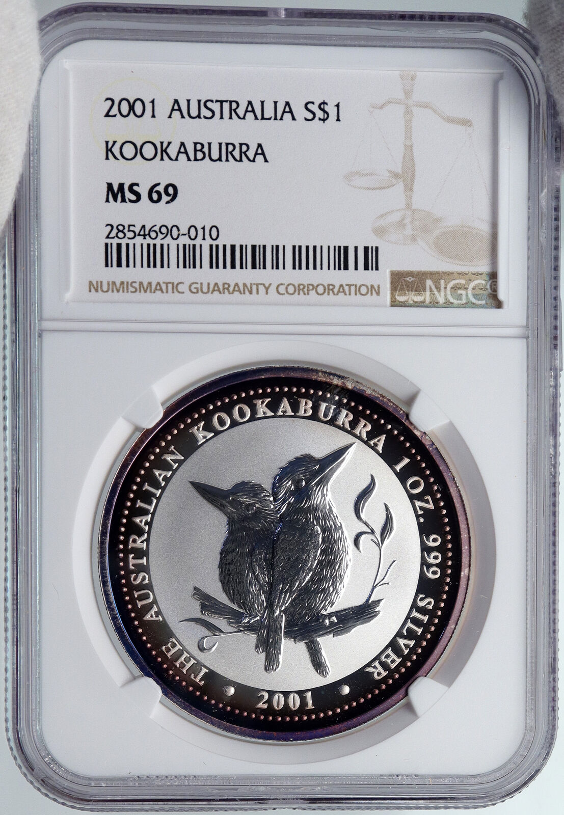 2001 AUSTRALIA Kookaburra Bird 1 OZ Tree RARE TYPE Silver Dollar Coin NGC i89265