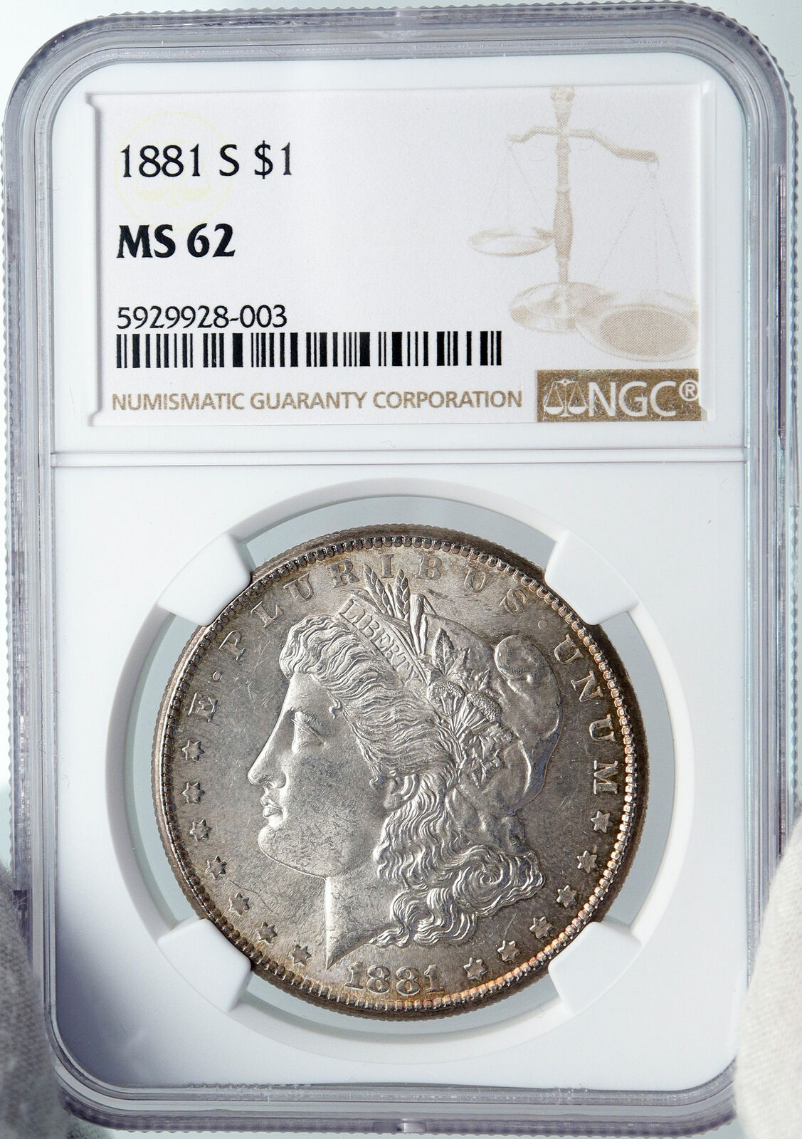 1881 S UNITED STATES of America SILVER Morgan US Dollar Coin EAGLE MS NGC i89167