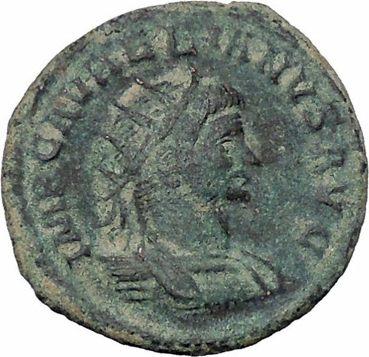 AURELIAN receving wreath from Orbis 272-274AD Rare Ancient Roman Coin i46989