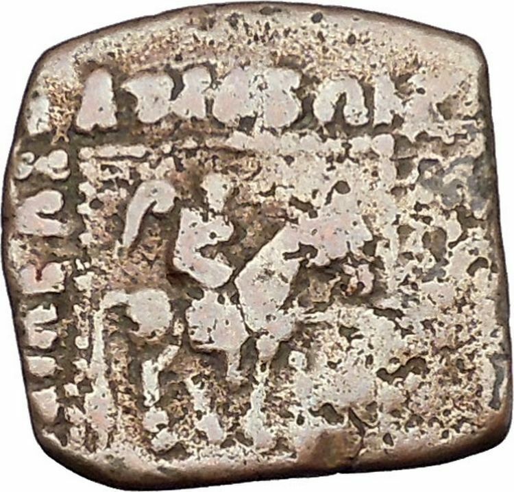 AZILISES 85BC INDO SKYTHIAN King Horse Hercules Ancient Greek Coin India i47069