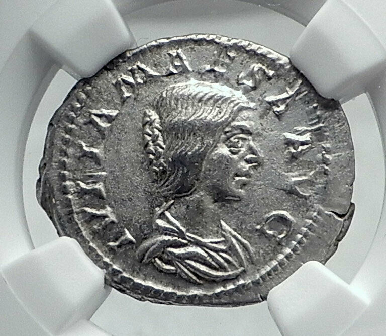 JULIA MAESA Authentic Ancient Rome Silver Roman Coin FECUDINTAS CHILD NGC i81433