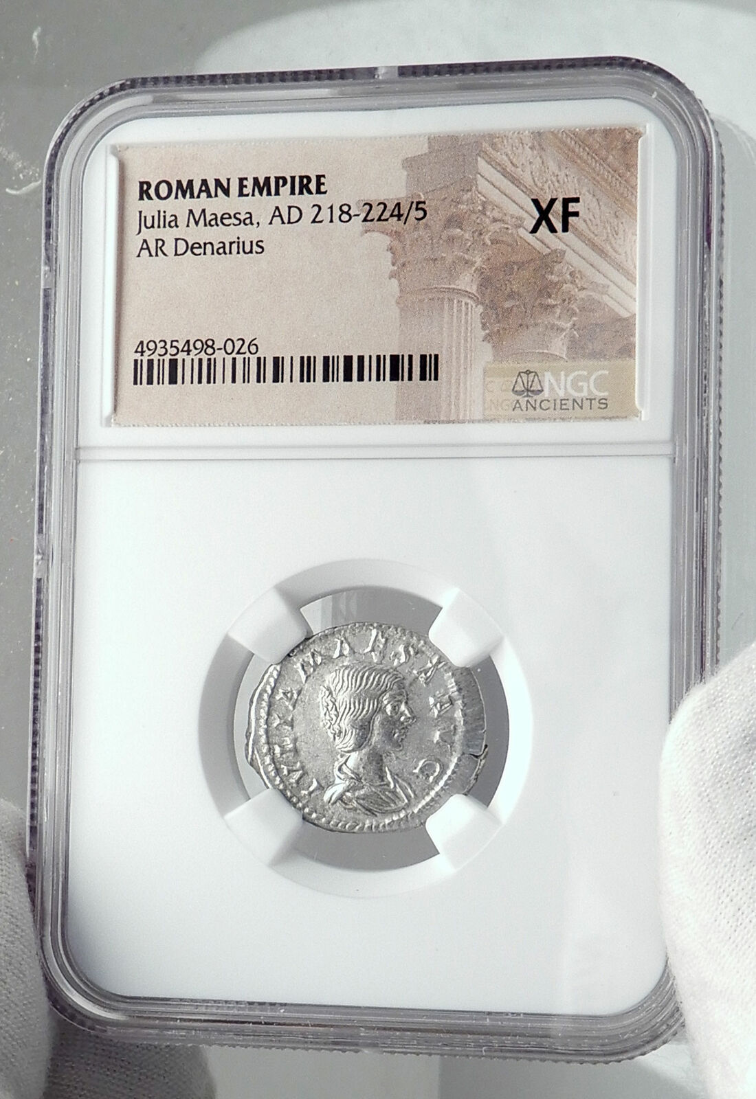 JULIA MAESA Authentic Ancient Rome Silver Roman Coin FECUDINTAS CHILD NGC i81433