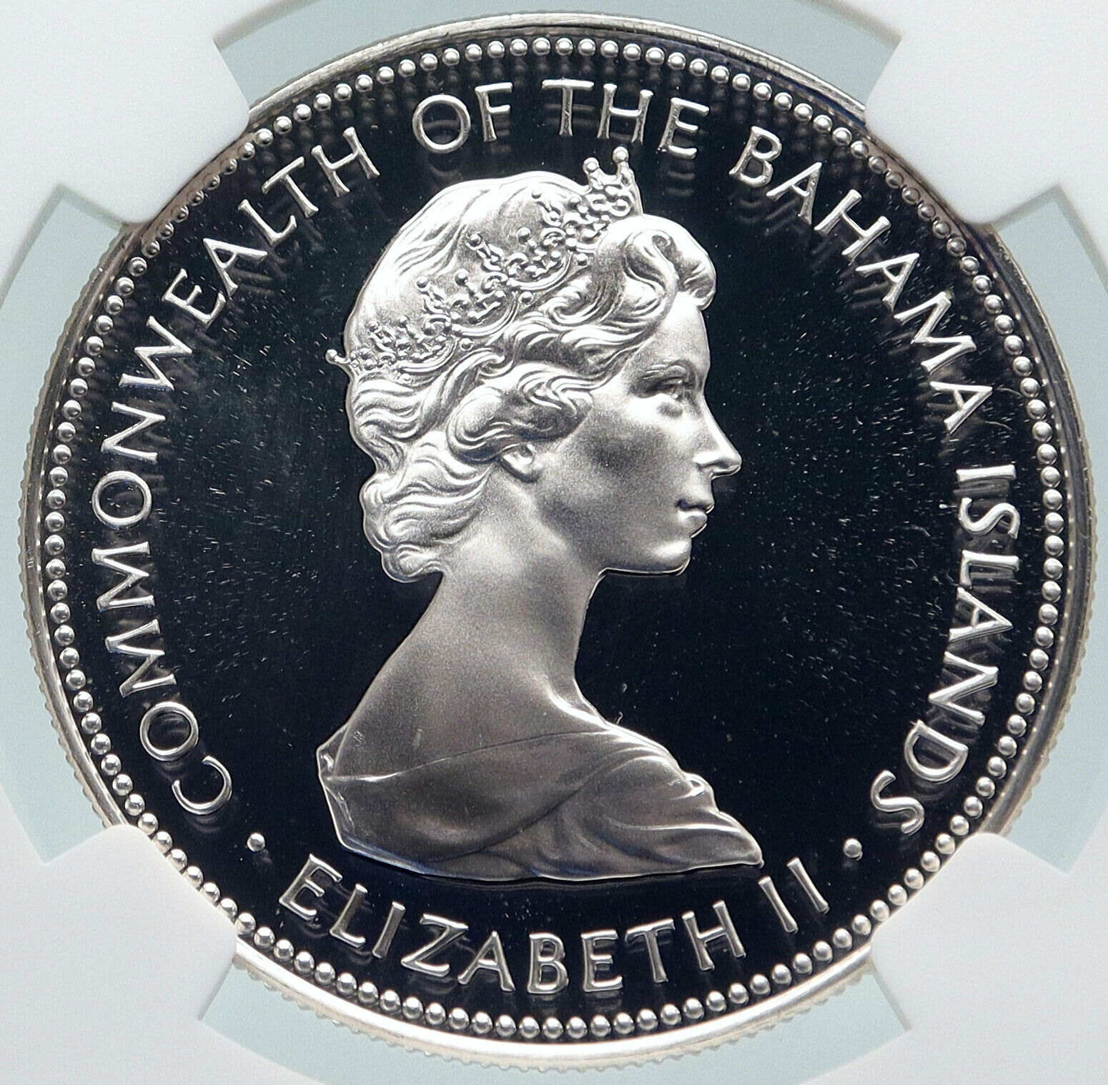 1972 BAHAMAS with CONCH SHELL Vintage OLD Proof Silver Dollar Coin NGC i85805