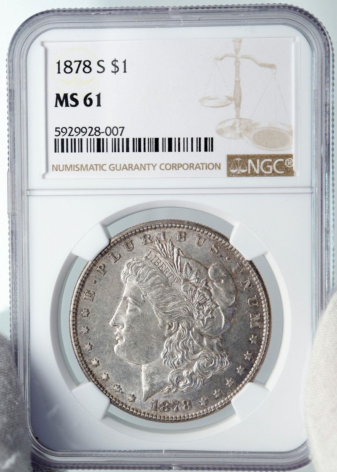 1878 S UNITED STATES of America SILVER Morgan US Dollar Coin EAGLE NGC i89171